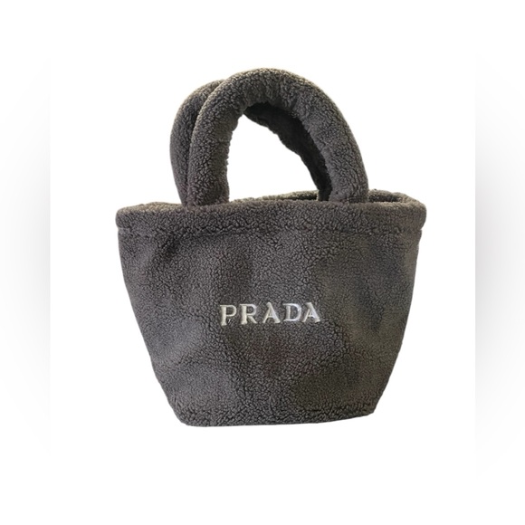 NEW in Bag Prada Gray Sherpa Teddy VIP Tote Bag 13” x 9” - Picture 6 of 7